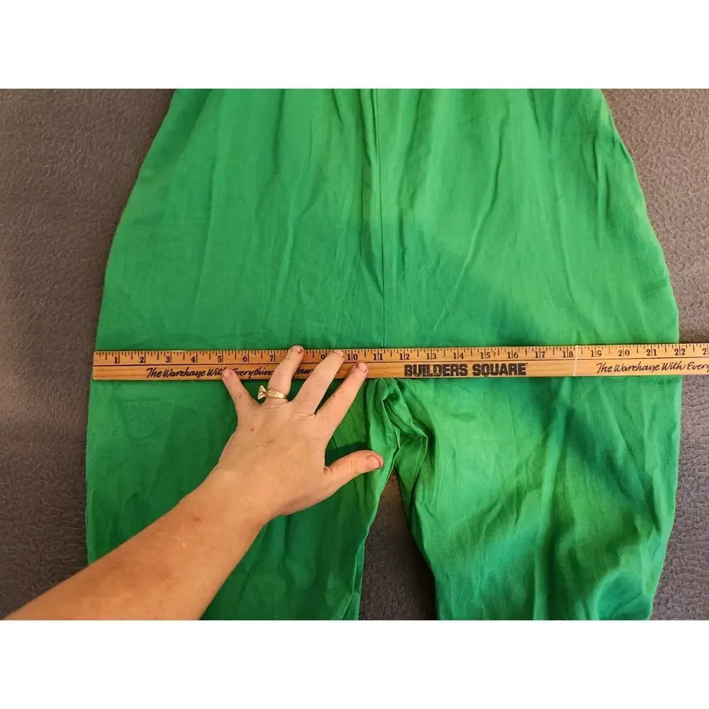 Anthropologie If By Sea Size L Jumpsuit Wide Leg Coastal Kelly Green Smocked NWT